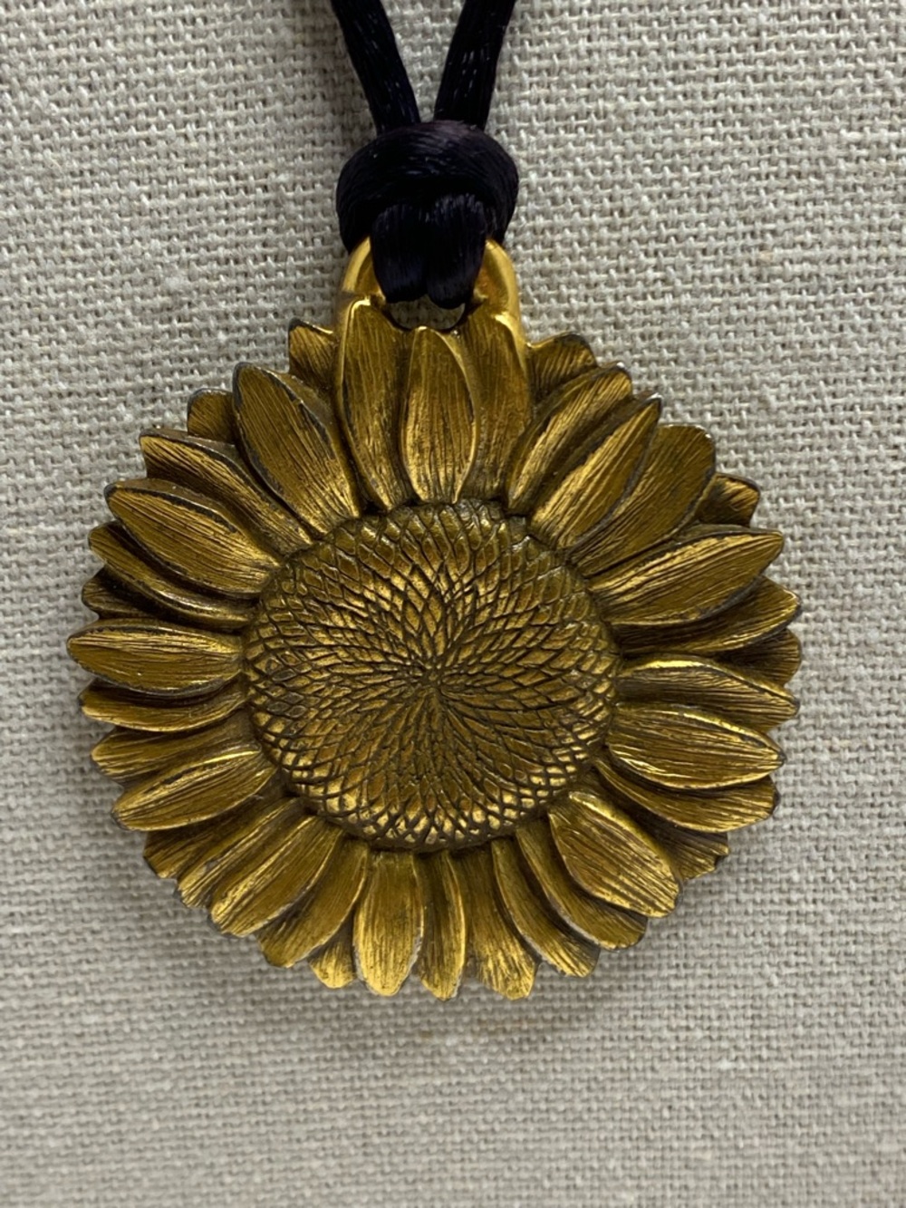 Vintage Danforth Pewter Sunflower Pendant 1993 Signed Floral Necklace USA